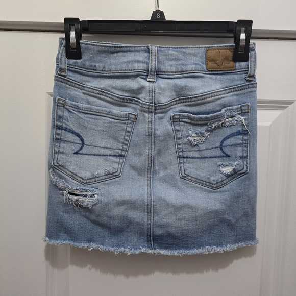 Distressed Light Blue Denim Skirt - Picture 2 of 5